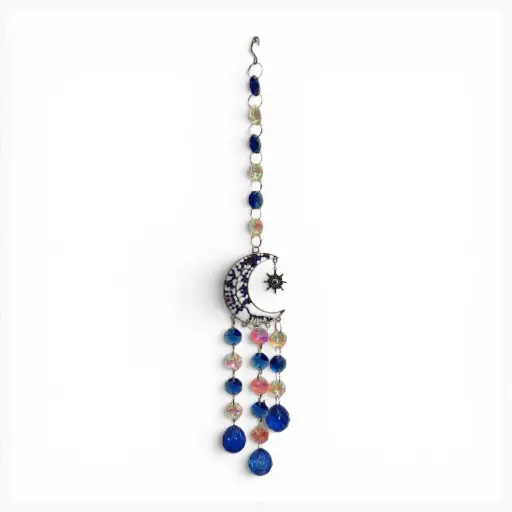 Colgante Atrapasoles Azules con Luna y Ojo Turco