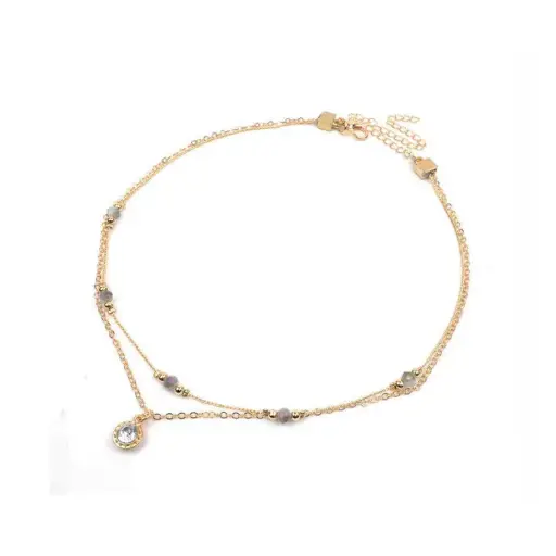 Collar Doble Cadenas con Dije de strass