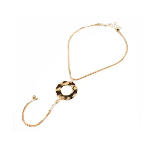 Collar de Cadena y Dije Redondo Dorado