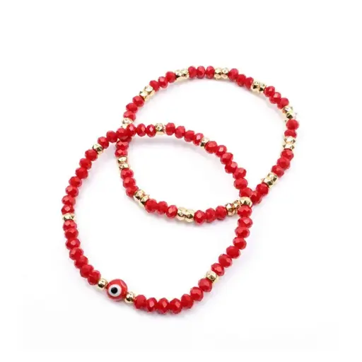 [109999] Set Pulseras Elasticas Rojas con Ojo Turco