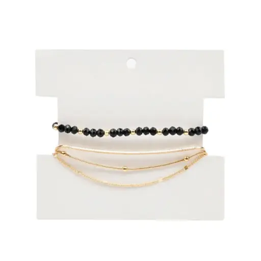 [110005] Set Pulseras Cadena Dorada y Elastica Negra