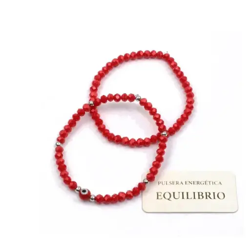 [110023] Set Pulseras Elasticas Rojas con Ojo Turco