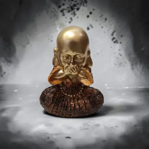 Buda Dorado "No hablar el mal." 7cm