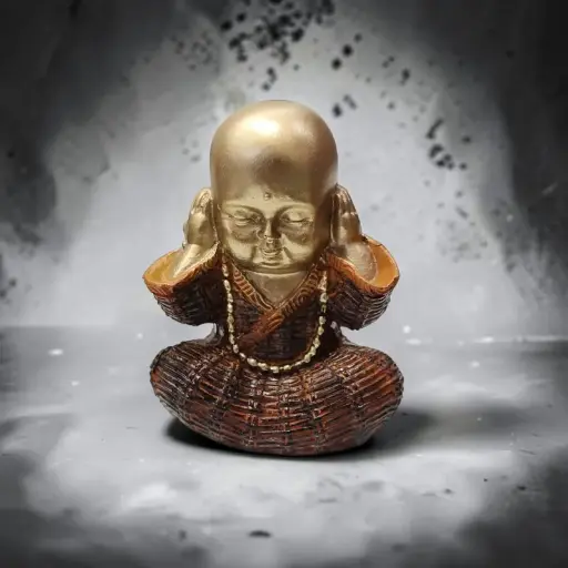 Buda Dorado "No escuchar el mal." 7cm