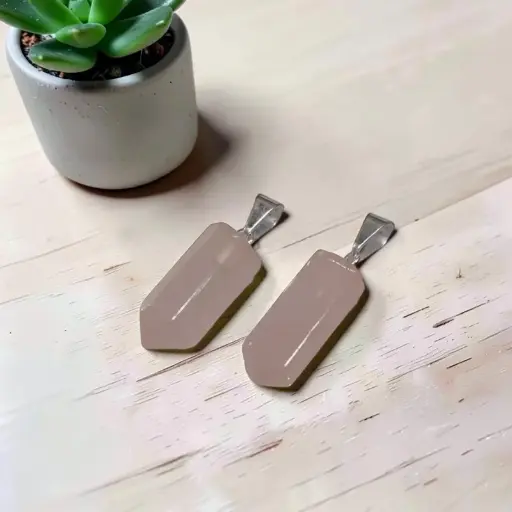  Dije Gema Cuarzo Rosa Mini Puntas Facetadas