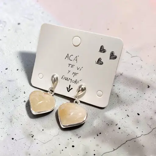 Aros Gema Citrino Corazon con Virola