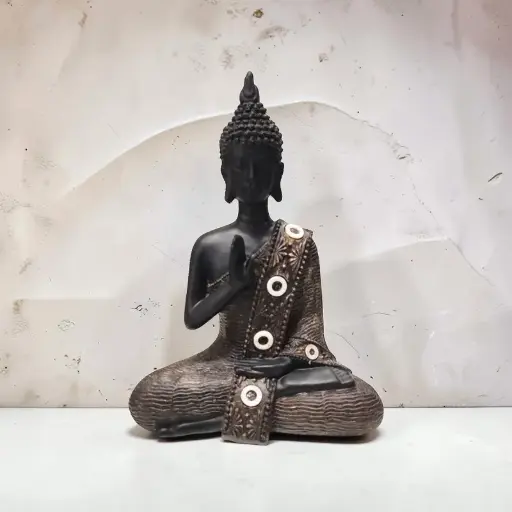 Buda Negro Meditando Mudra N°2 20cm