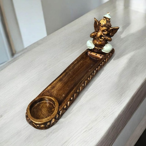 Porta Sahumerio y Porta Velas Ganesha Verde Agua