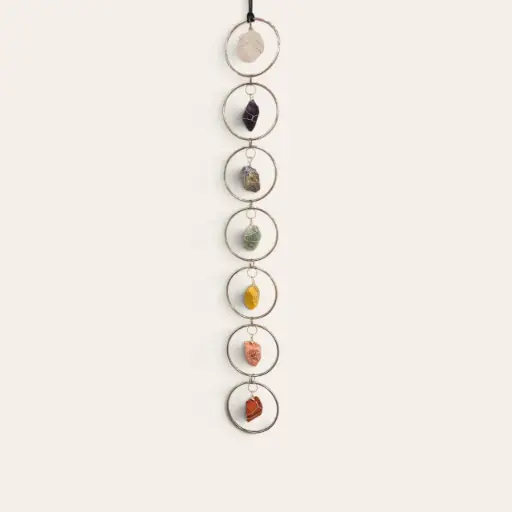 Movil Colgante 7 Anillos de Chakras Plateado