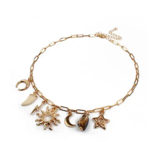  Collar de Cadena Multicharm Simil Piedras 