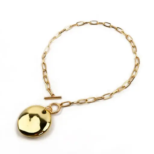 Cadena con Dije Circular en Dorado